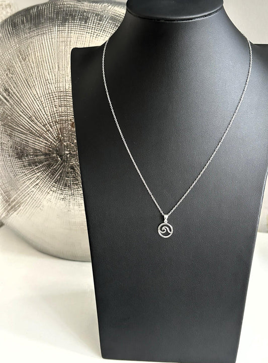 Wave - 925 Sterling Silver Pendant and Necklace - Boxed