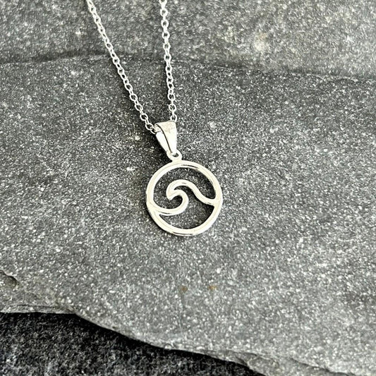 Wave - 925 Sterling Silver Pendant and Necklace - Boxed