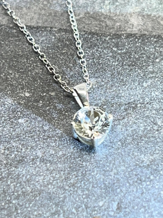 Round Crystal 6mm - 925 Sterling Silver Jewelled Pendant and Necklace - Boxed