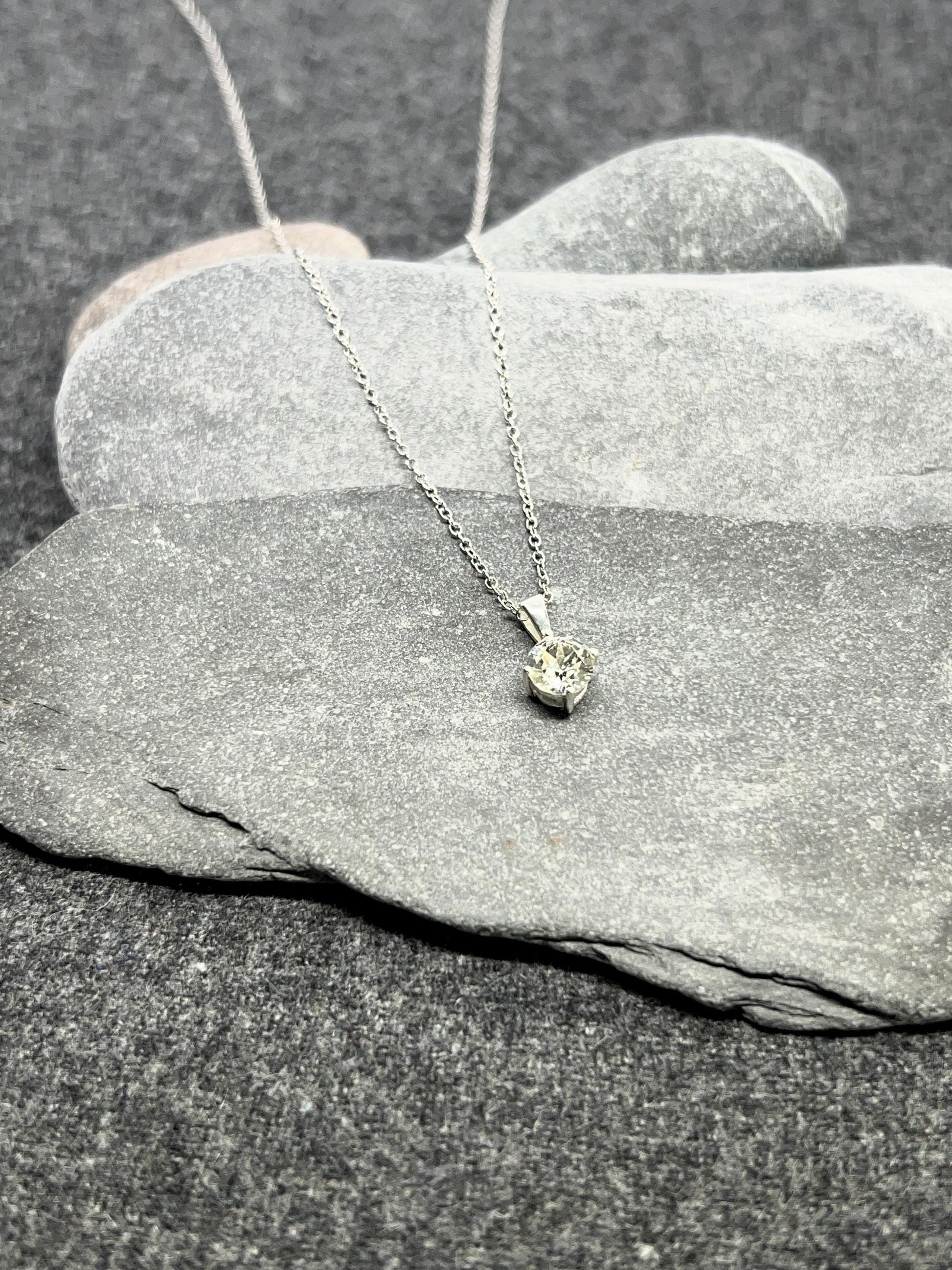 Round Crystal 6mm - 925 Sterling Silver Jewelled Pendant and Necklace - Boxed