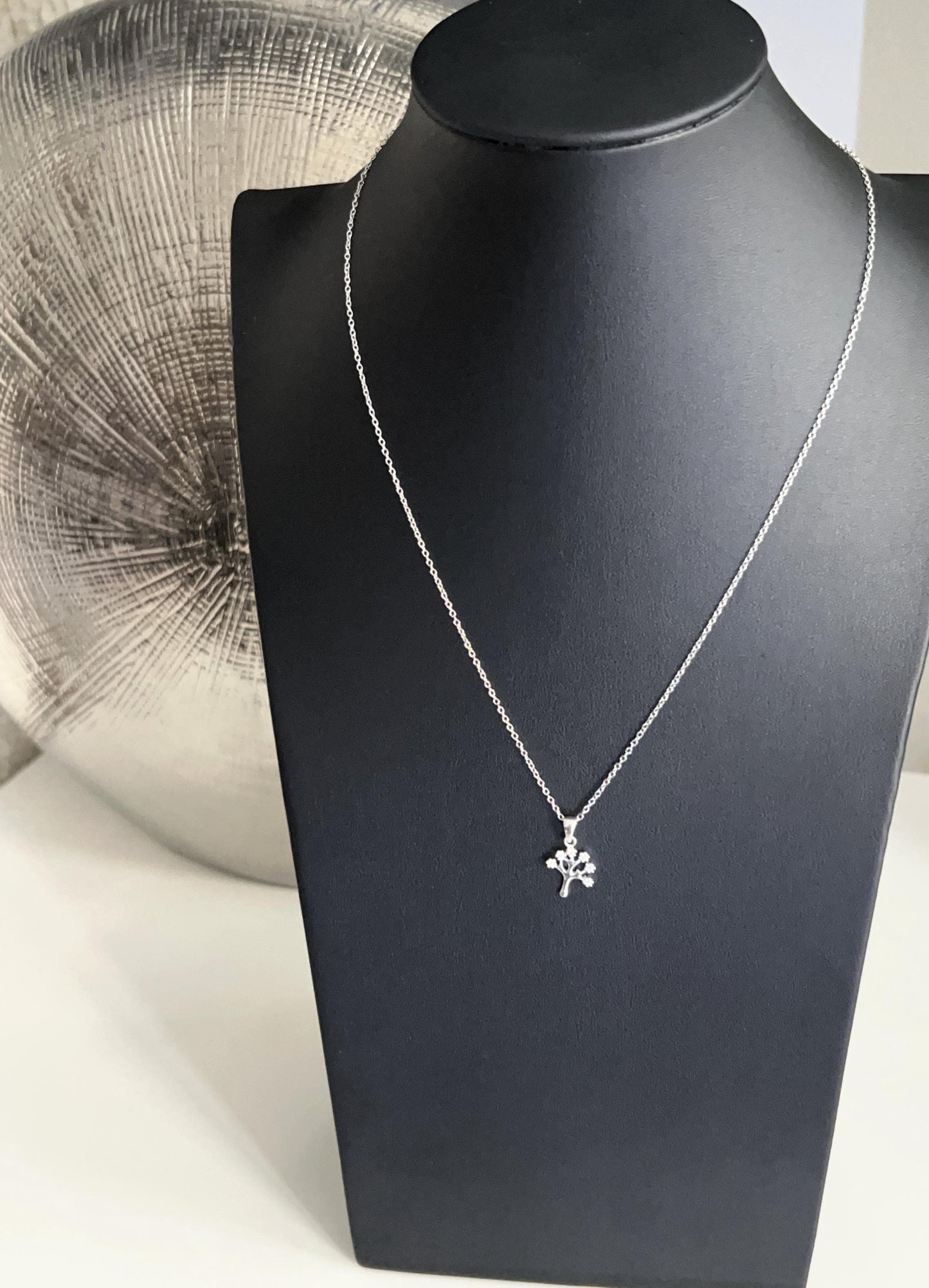 Tree - 925 Sterling Silver Jewelled Pendant with CZ Crystal and Necklace - Boxed