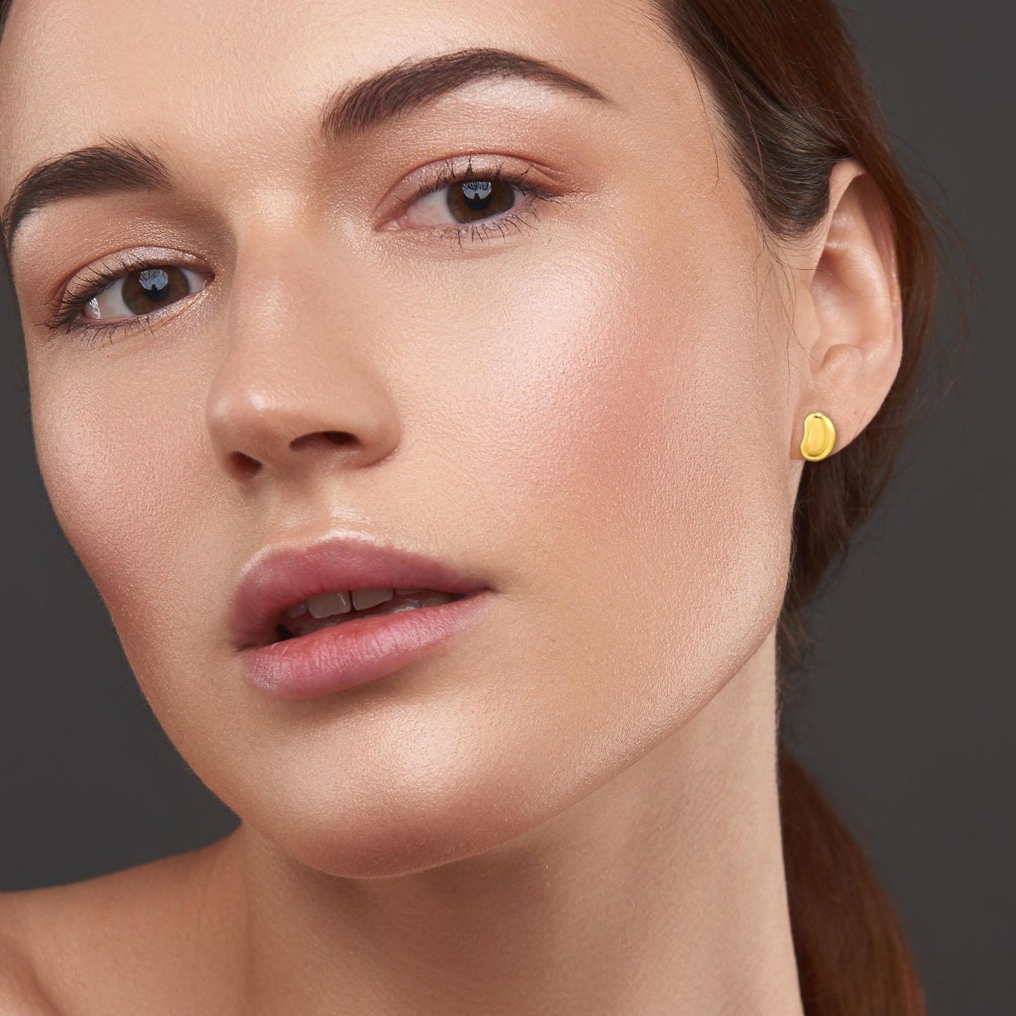 Gold Pebbles - 925 Sterling Silver Stud Earrings - Boxed